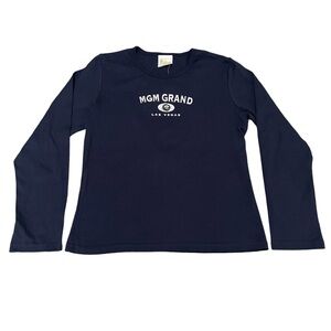 NWT MGM Grand XL blue long sleeve cotton top